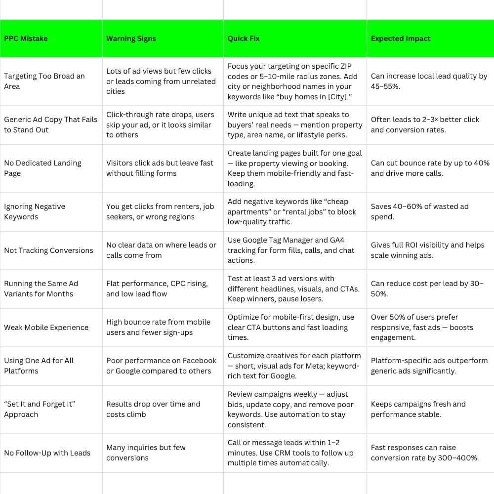 PPC Mistakes Killing Your Real Estate ROI How to Fix Them